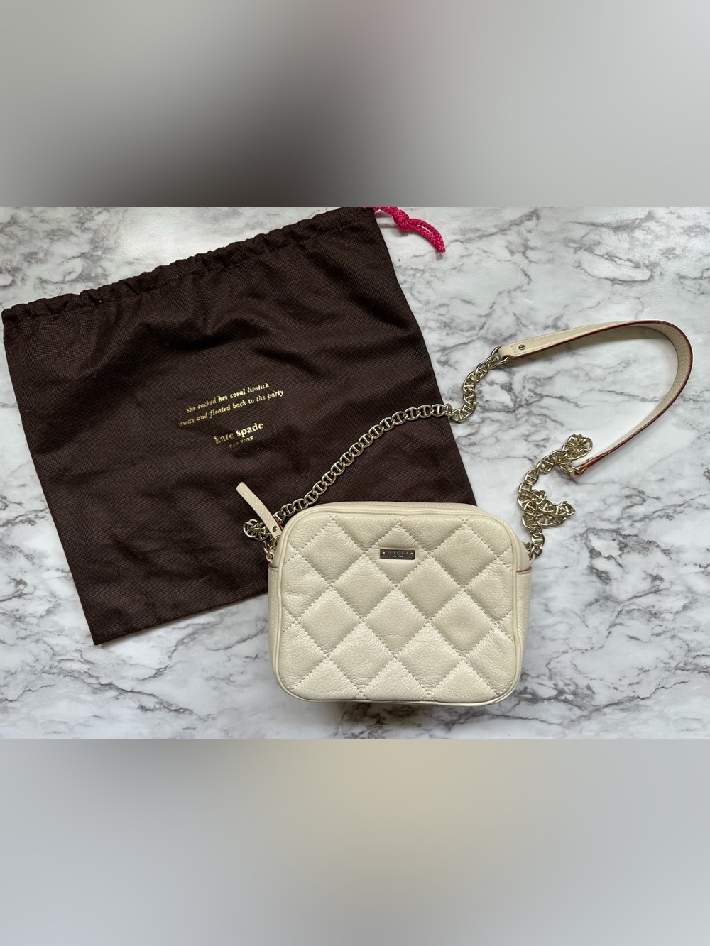 Kate Spade Quilted Lauralee Leather Camera Bag Ivory/Cream